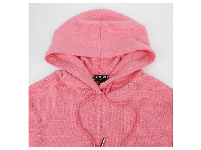 Chanel Kurz Strickjacke mit Kapuze und Cc Knopf Größe Cc Pink - Ansicht 4