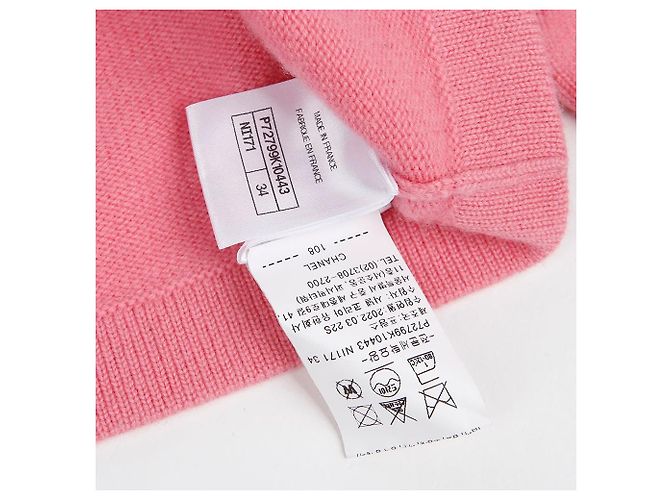 Chanel Kurz Strickjacke mit Kapuze und Cc Knopf Größe Cc Pink - Ansicht 8
