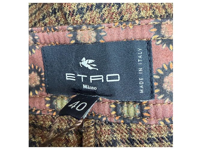 Pantalones de cuadros Etro en lana marrón Castaño Roja - vista 3
