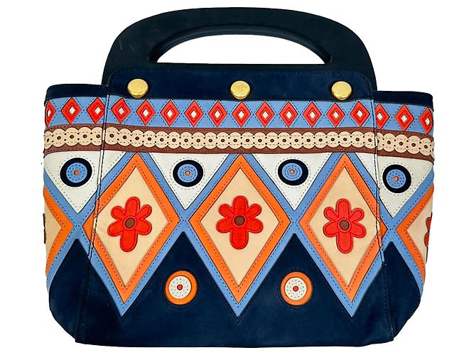 Borsa Tory Burch 2017 Appliqué Bermuda in scamosciato blu navy Multicolore - vista 5
