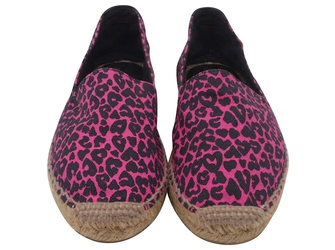 Saint Laurent Espadrilles mit Animalprint aus rosa Canvas - Ansicht 2