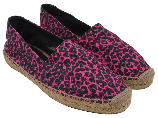 Saint Laurent Espadrilles mit Animalprint aus rosa Canvas - Ansicht 3