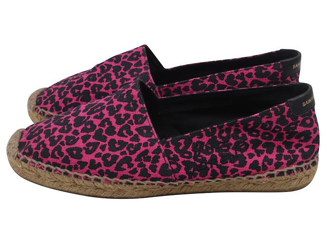 Saint Laurent Espadrilles mit Animalprint aus rosa Canvas - Ansicht 5