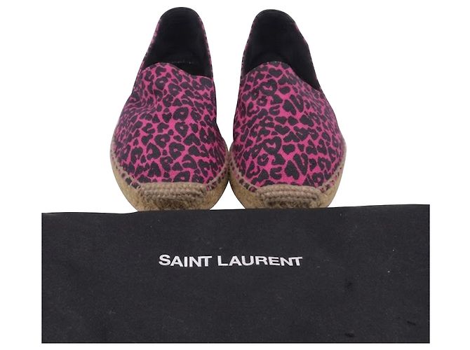 Saint Laurent Espadrilles mit Animalprint aus rosa Canvas - Ansicht 6