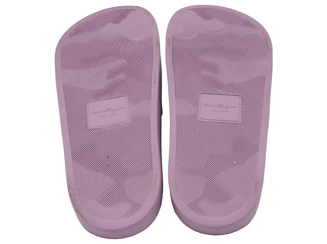 Sandali Slide Salvatore Ferragamo Groovy Dual Gancini in gomma viola Porpora - vista 6