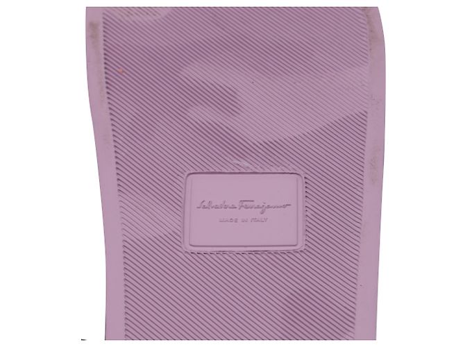 Sandali Slide Salvatore Ferragamo Groovy Dual Gancini in gomma viola Porpora - vista 7
