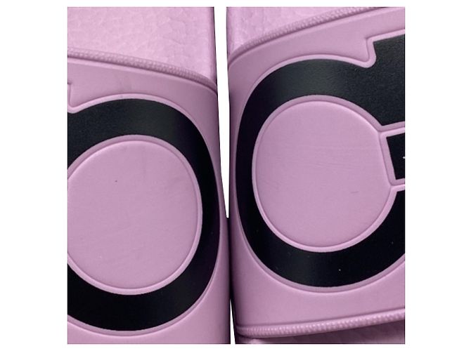 Sandali Slide Salvatore Ferragamo Groovy Dual Gancini in gomma viola Porpora - vista 9
