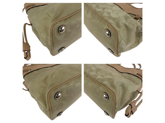 Borsa 2way in Nylon Signature e Pelle COACH Marrone Beige - vista 3