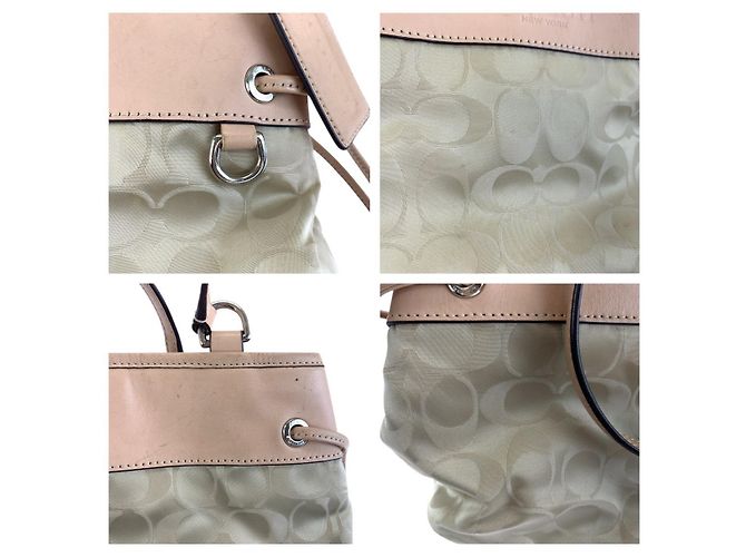 Borsa 2way in Nylon Signature e Pelle COACH Marrone Beige - vista 5