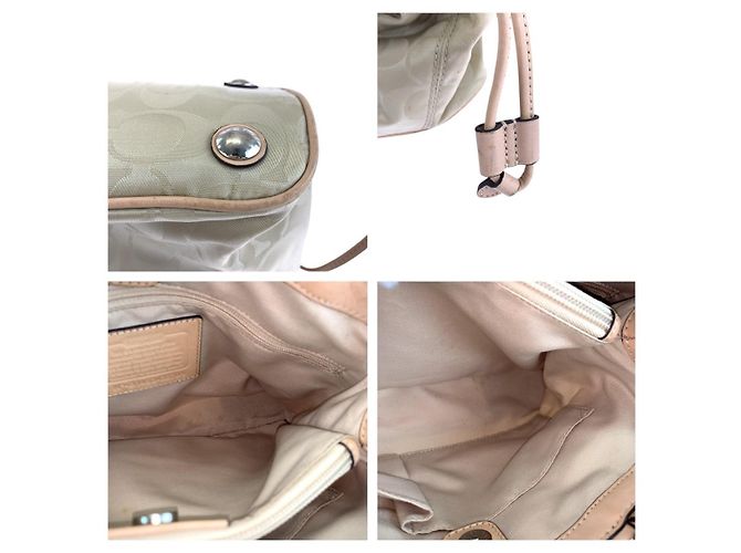 Borsa 2way in Nylon Signature e Pelle COACH Marrone Beige - vista 6