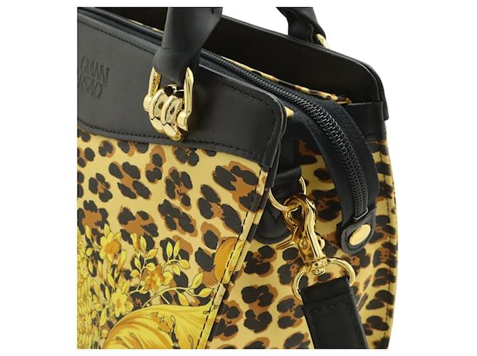 Borsa Versace Barocco Leopard 2WAY PVC Giallo - vista 4