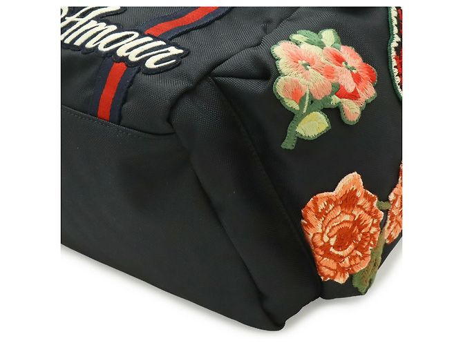 Gucci Rucksack aus besticktem Nylon Schwarz - Ansicht 3