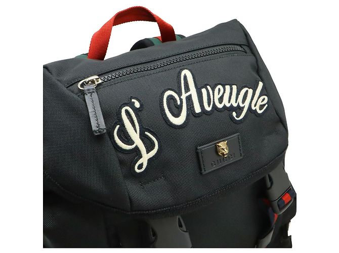 Gucci Rucksack aus besticktem Nylon Schwarz - Ansicht 6