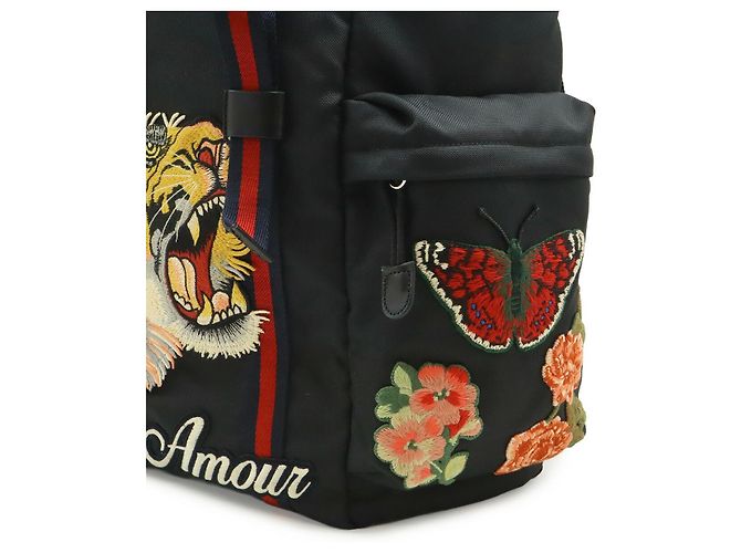 Gucci Rucksack aus besticktem Nylon Schwarz - Ansicht 8