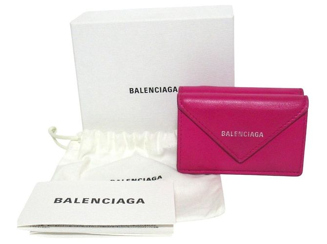 Cartera tríptico de piel Papier Balenciaga Rosa - vista 8