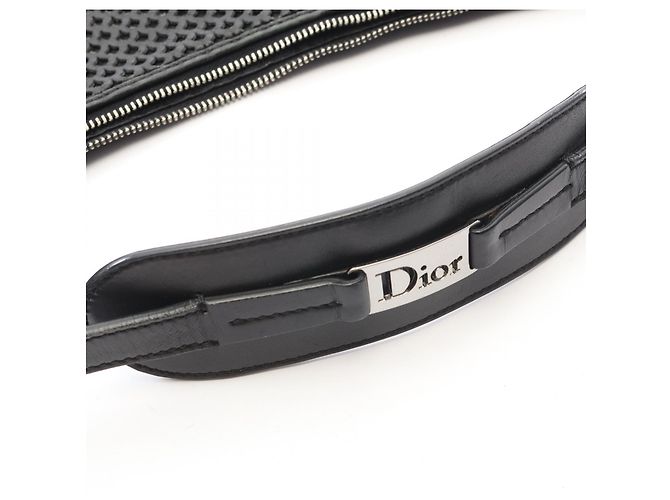Christian Dior Borsa a tracolla Dior in mesh e pelle Nero - vista 8