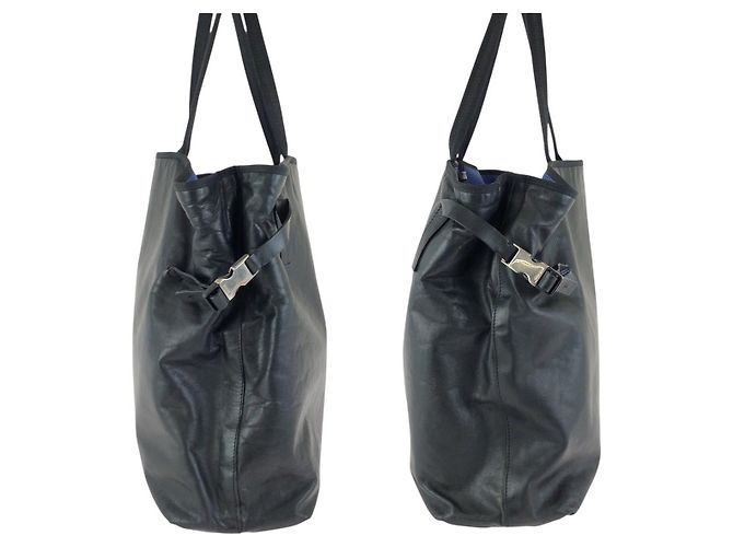 Prada Leder Nylon Tote Schultertasche Schwarz - Ansicht 8