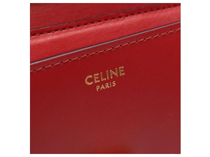 Céline Borsa a tracolla CELINE Classic Teen Box in pelle Rosso - vista 4