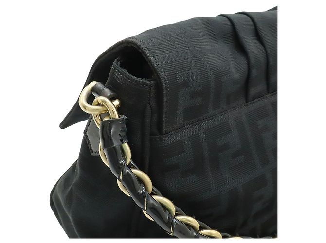 Bolsa de ombro em canvas Fendi Preto - vista 4