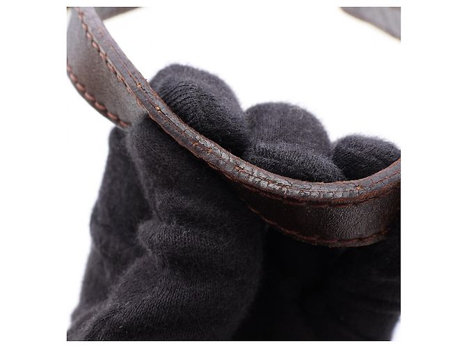 Borsa a tracolla in pelle e tela Zucca Fendi Marrone - vista 8