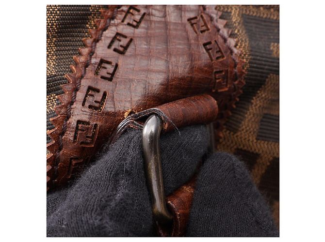 Borsa a mano Fendi Etinico Zucca Canvas e pelle Marrone - vista 10
