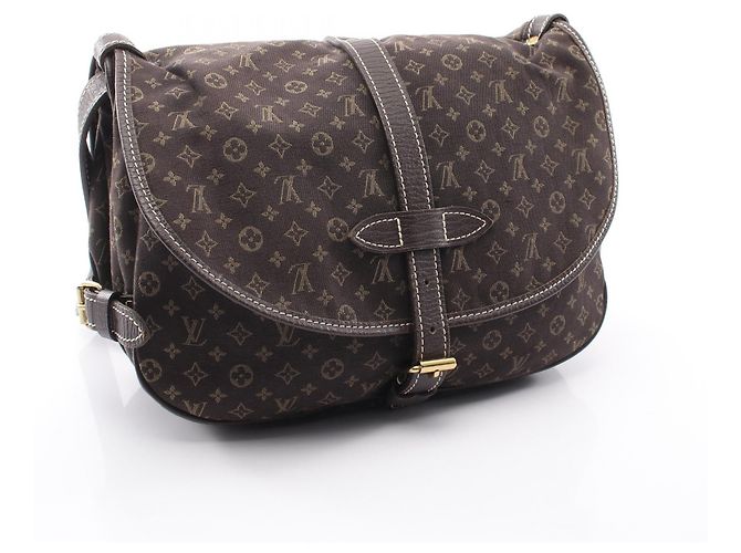 Borsa a Spalla Louis Vuitton Saumur Monogram Mini Lin Marrone - vista 2