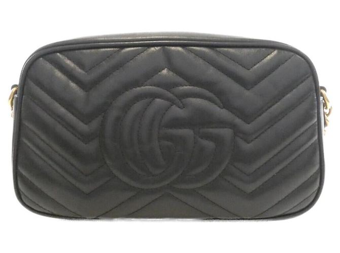 Bolso de hombro Gucci GG Marmont en piel acolchada con chevron Negro - vista 2