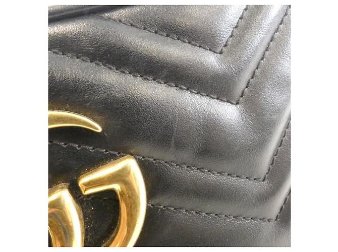 Bolso de hombro Gucci GG Marmont en piel acolchada con chevron Negro - vista 4