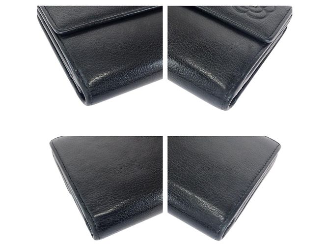 Chanel Camellia Leder Langgeldbörse Schwarz - Ansicht 3