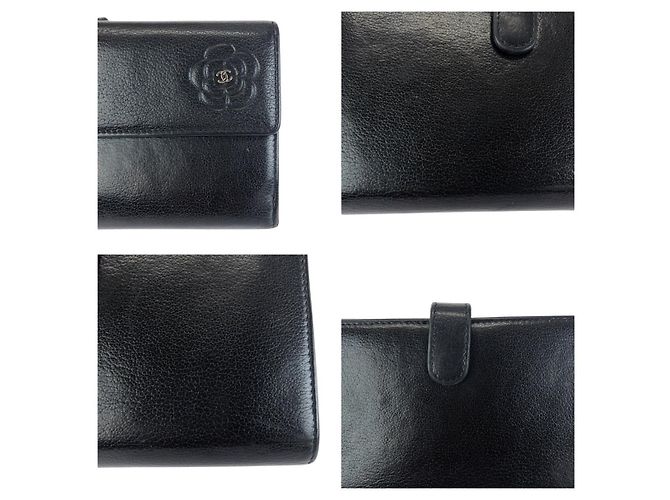 Chanel Camellia Leder Langgeldbörse Schwarz - Ansicht 6