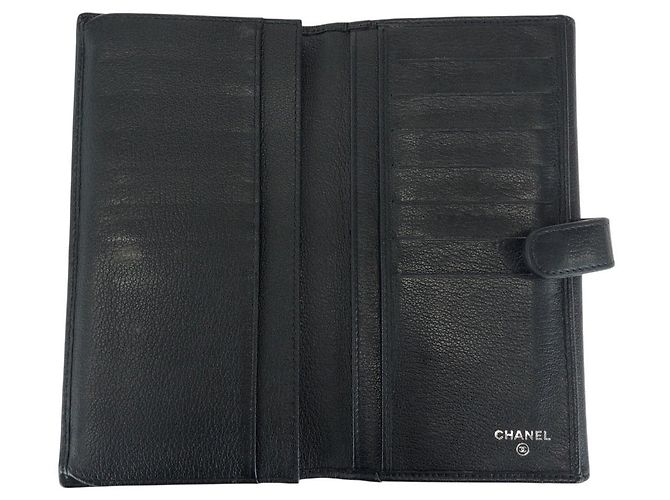 Chanel Camellia Leder Langgeldbörse Schwarz - Ansicht 8