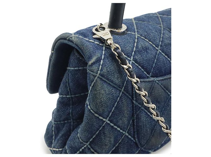 Borsa Chanel Denim Wild Stitch Flap XS Blu - vista 4