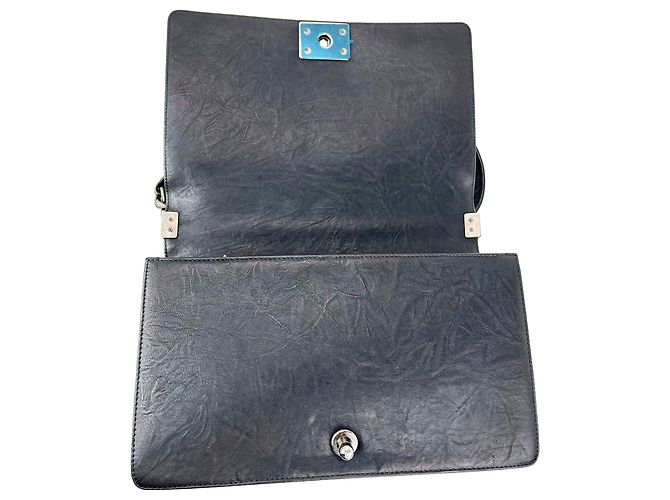 Chanel Crumpled Lambskin New Medium Studded Black Boy Flap Bag - view 9