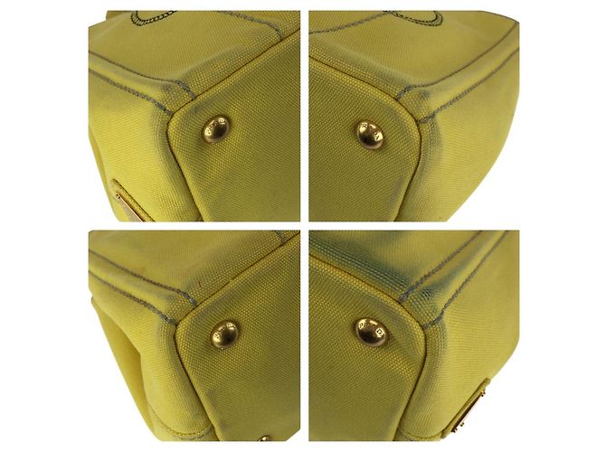 Prada Canapa Canvas 2way Tote Bag Gelb - Ansicht 3
