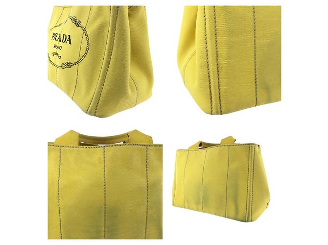 Prada Canapa Canvas 2way Tote Bag Gelb - Ansicht 5