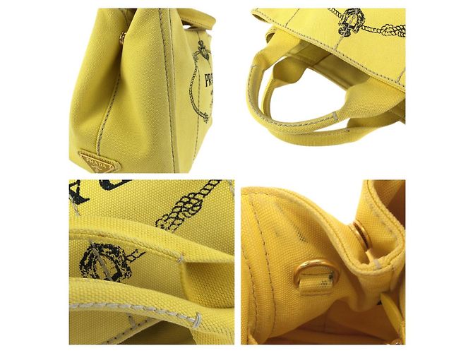 Prada Canapa Canvas 2way Tote Bag Gelb - Ansicht 6