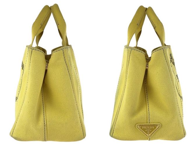 Prada Canapa Canvas 2way Tote Bag Gelb - Ansicht 8
