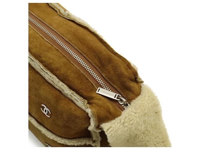 Borsa a Spalla Chanel Shearling Coco Mark Marrone - vista 6