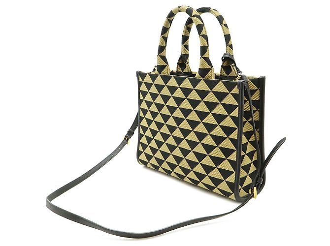 Piccola borsa tote Prada con ricamo jacquard Nero - vista 2
