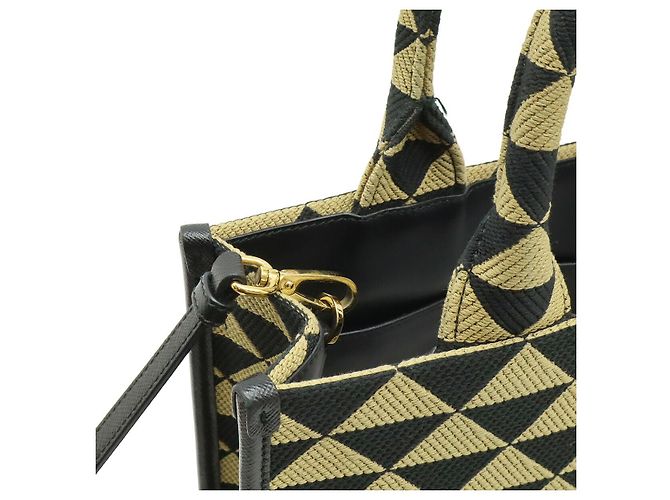 Piccola borsa tote Prada con ricamo jacquard Nero - vista 4