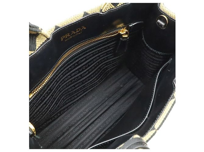 Piccola borsa tote Prada con ricamo jacquard Nero - vista 7
