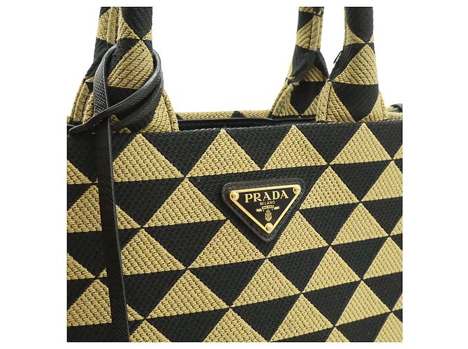 Piccola borsa tote Prada con ricamo jacquard Nero - vista 8