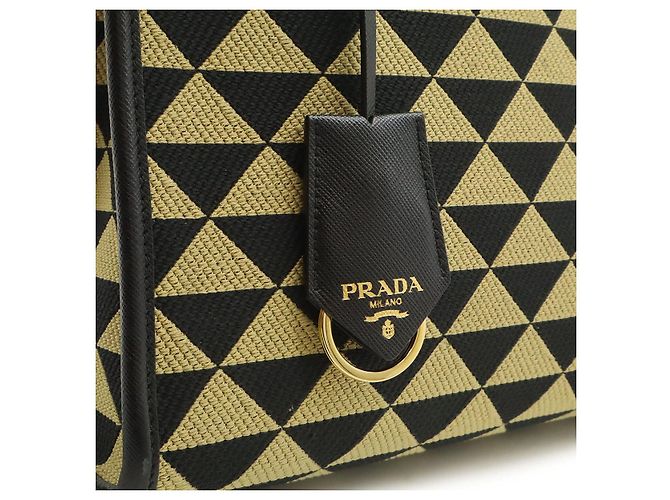 Piccola borsa tote Prada con ricamo jacquard Nero - vista 9