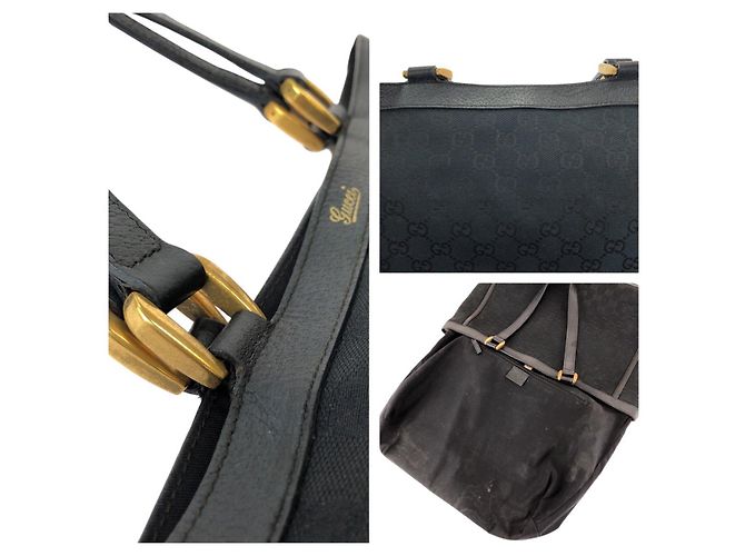 Sac cabas Gucci Abby GG Canvas Leather Noir - vue 6