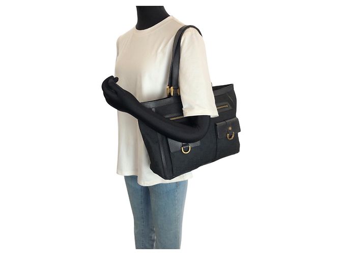 Sac cabas Gucci Abby GG Canvas Leather Noir - vue 7
