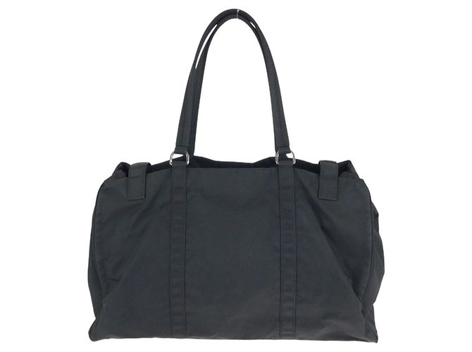 Borsa Tote Prada Nylon Tessuto Triangle Logo Nero - vista 2