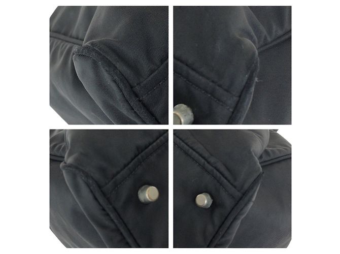 Borsa Tote Prada Nylon Tessuto Triangle Logo Nero - vista 3