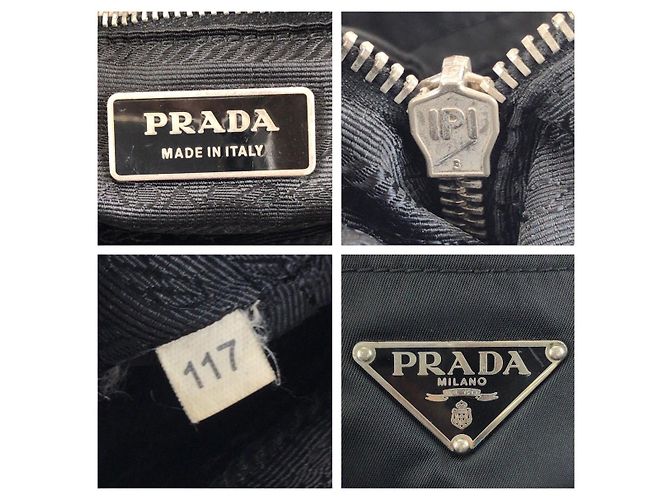 Borsa Tote Prada Nylon Tessuto Triangle Logo Nero - vista 4