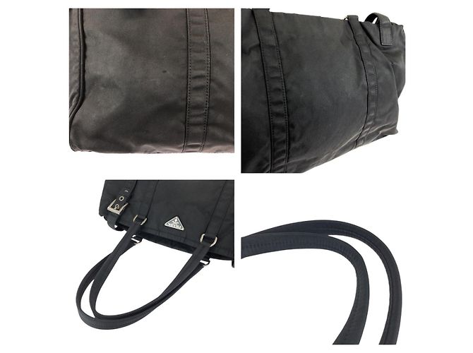 Borsa Tote Prada Nylon Tessuto Triangle Logo Nero - vista 5