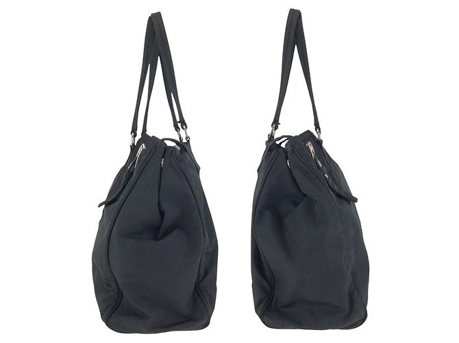 Borsa Tote Prada Nylon Tessuto Triangle Logo Nero - vista 8